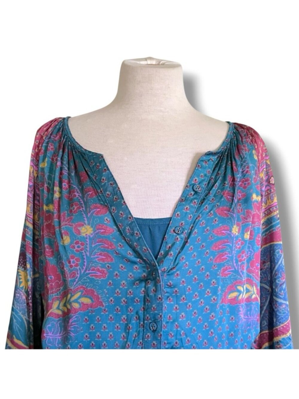 Sundance Womens La Villette Midi Dress Sz XL Boho Belted Floral Paisley Satin - Picture 8 of 14